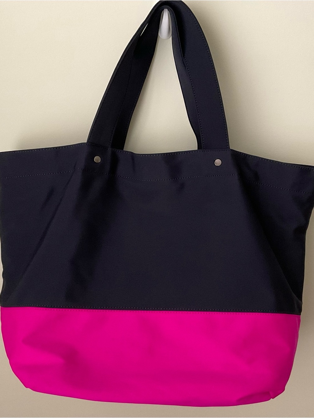 Neiman Marcus Navy and Hot Pink Colorblock Tote